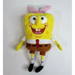 Viacom 2004 SpongeBob Square Pants Plush with Easter Bunny Rabbit Ears 13"